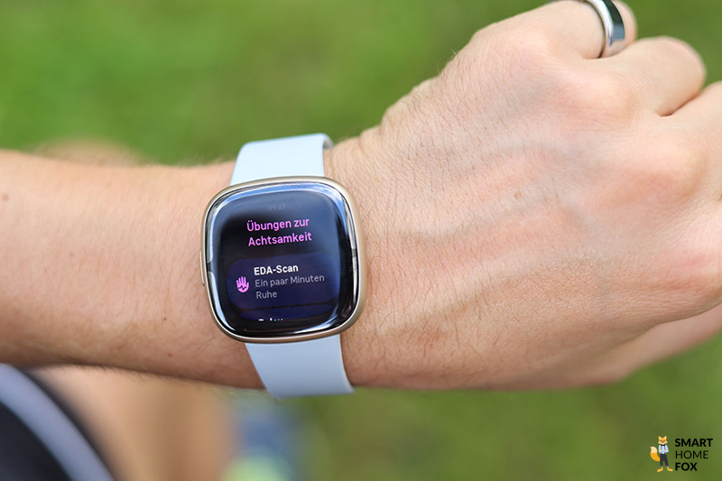 Man sieht den EDA-Scan auf der Fitbit Sense 2.